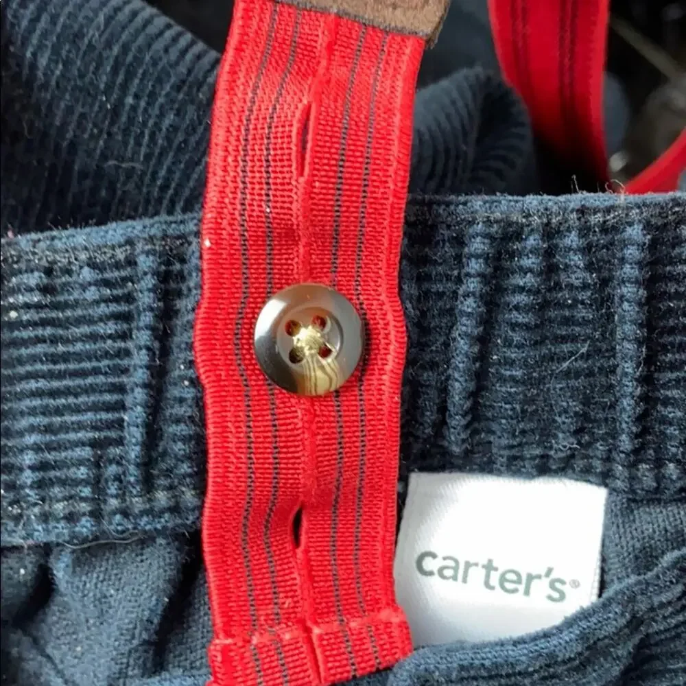 Carters Boys Black Cords with Red Suspenders Size 18 Months